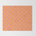 Retro Checkered Tulips Pattern Throw Blanket Gallery Image 2