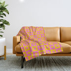 Retro Checkered Tulips Pattern Throw Blanket Gallery Image 1