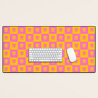 Retro Checkered Tulips Pattern Desk Mat Gallery Image 1
