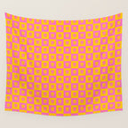 Retro Checkered Tulips Pattern Wall Tapestry Gallery Image 4