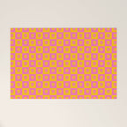 Retro Checkered Tulips Pattern Welcome Mat Gallery Image 1