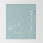 Capricorn Zodiac Star Constellation Line Art Pastel Teal Throw Blanket Gallery Image 2