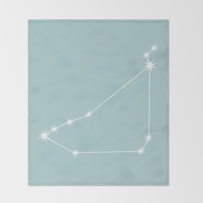 Capricorn Zodiac Star Constellation Line Art Pastel Teal Throw Blanket Gallery Image 2