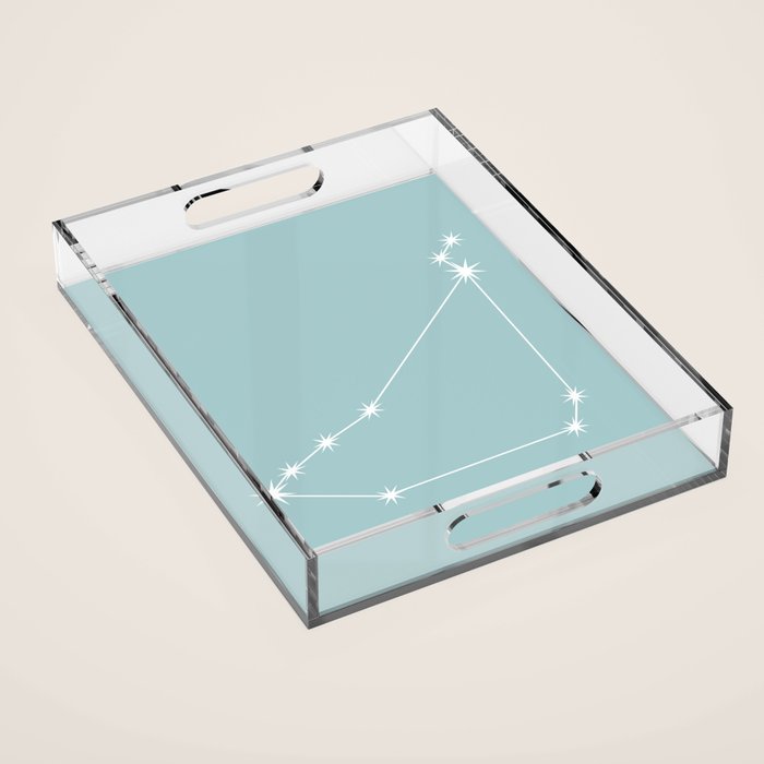 Capricorn Zodiac Star Constellation Line Art Pastel Teal Acrylic Tray Gallery Image 1