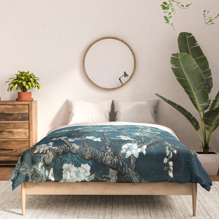 Van Gogh Almond Blossoms : Dark Teal Comforter Gallery Image 3