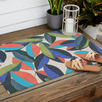 Tropical Ficus leaves #botanic Outdoor Rug Gallery Image 2