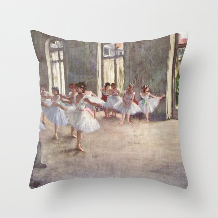 The Rehearsal By Edgar Degas | Reproduction | Famous French Painter Throw Pillow Gallery Image 6