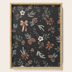 Vintage Winter Foliage with Berries, Pinecones and Ribbons on Black Serving Tray Gallery Image 1