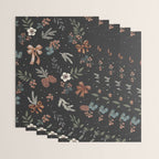 Vintage Winter Foliage with Berries, Pinecones and Ribbons on Black Wrapping Paper Gallery Image 3