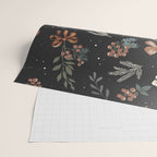 Vintage Winter Foliage with Berries, Pinecones and Ribbons on Black Wrapping Paper Gallery Image 2