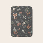 Vintage Winter Foliage with Berries, Pinecones and Ribbons on Black Bath Mat Gallery Image 1