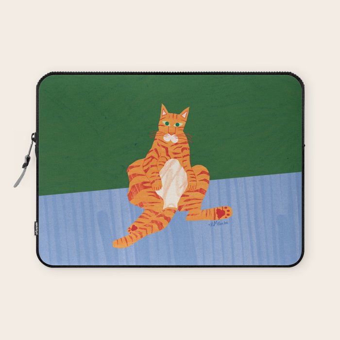 Chill Cat in Orange & Green Laptop Sleeve Gallery Image 1