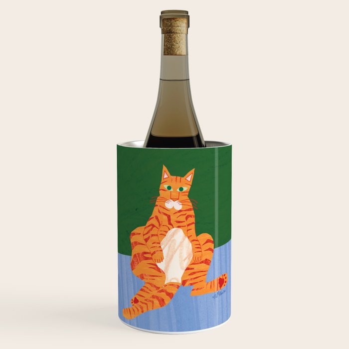 Chill Cat in Orange & Green Wine Chiller Gallery Image 1