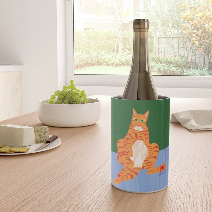 Chill Cat in Orange & Green Wine Chiller Gallery Image 4