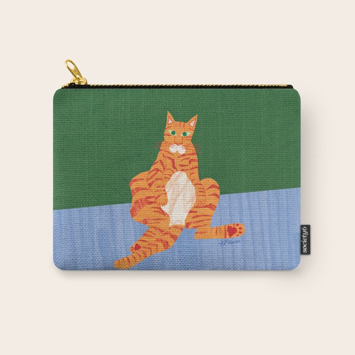 Chill Cat in Orange & Green Carry All Pouch Gallery Image 1