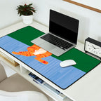 Chill Cat in Orange & Green Desk Mat Gallery Image 2
