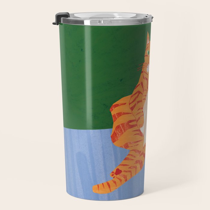 Chill Cat in Orange & Green Travel Mug Gallery Image 3