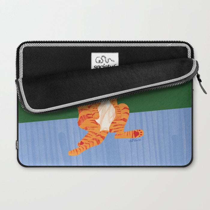 Chill Cat in Orange & Green Laptop Sleeve Gallery Image 2