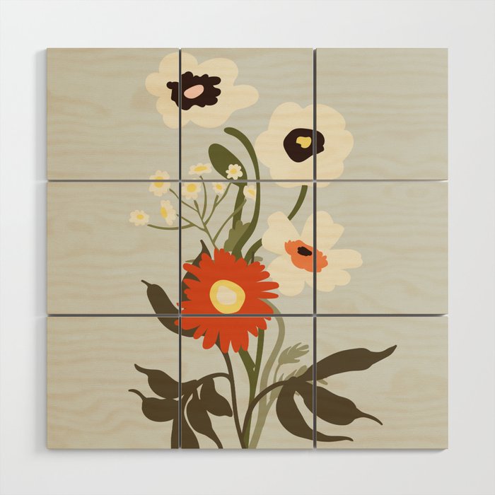 Flower market, Bruges, boho aesthetic Wood Wall Art Gallery Image 1