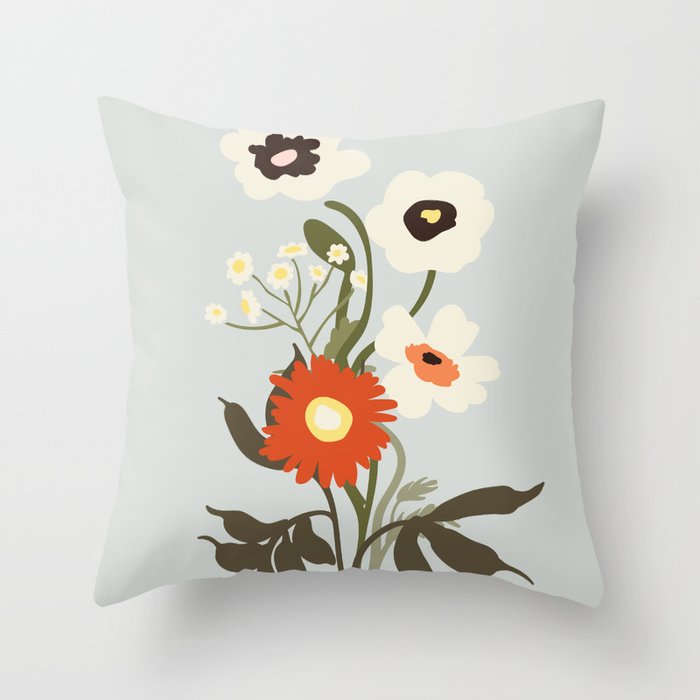 Flower market, Bruges, boho aesthetic Throw Pillow Gallery Image 6