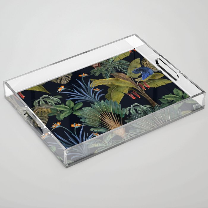 Moody tropical Jungle_deep blue & green tones Acrylic Tray Gallery Image 1