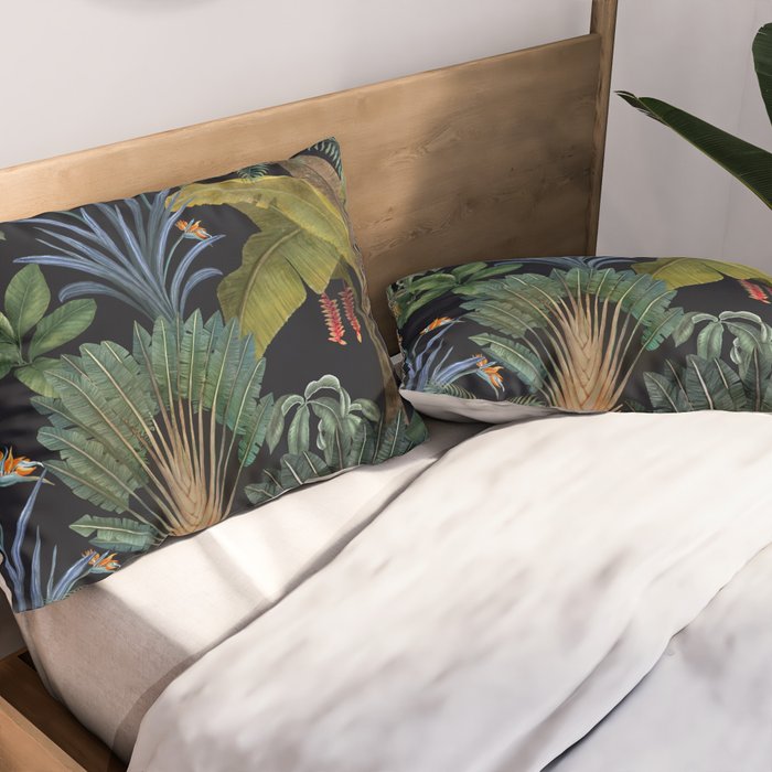 Moody tropical Jungle_deep blue & green tones Pillow Sham Gallery Image 2
