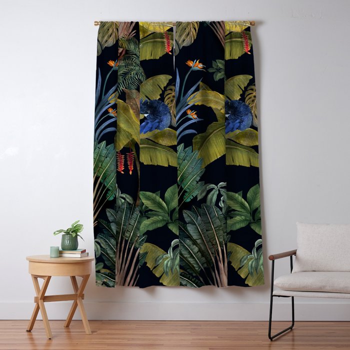 Moody tropical Jungle_deep blue & green tones Window Curtain Gallery Image 1