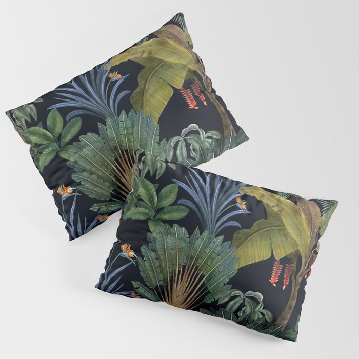 Moody tropical Jungle_deep blue & green tones Pillow Sham