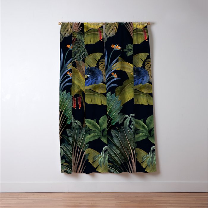 Moody tropical Jungle_deep blue & green tones Window Curtain Gallery Image 3