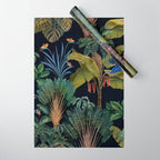 Moody tropical Jungle_deep blue & green tones Wrapping Paper Gallery Image 1