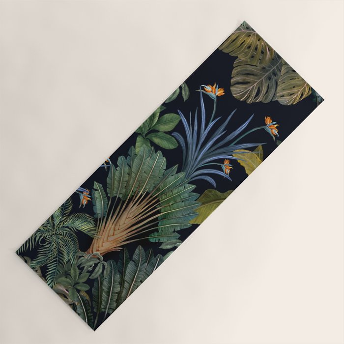 Moody tropical Jungle_deep blue & green tones Yoga Mat Gallery Image 1
