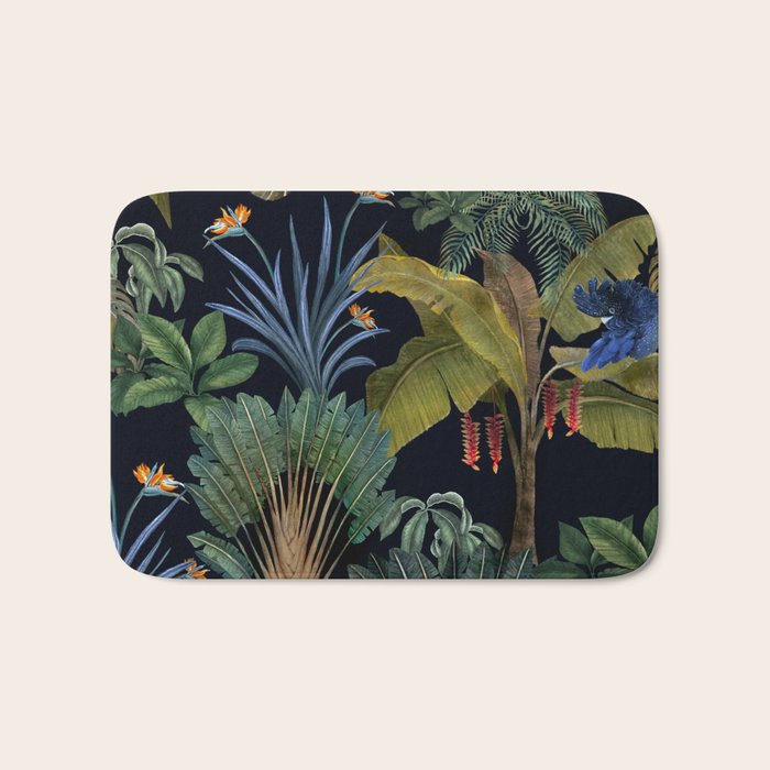 Moody tropical Jungle_deep blue & green tones Bath Mat Gallery Image 1