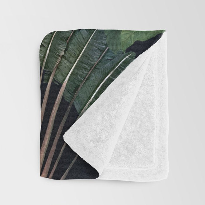 Moody tropical Jungle_deep blue & green tones Throw Blanket Gallery Image 3