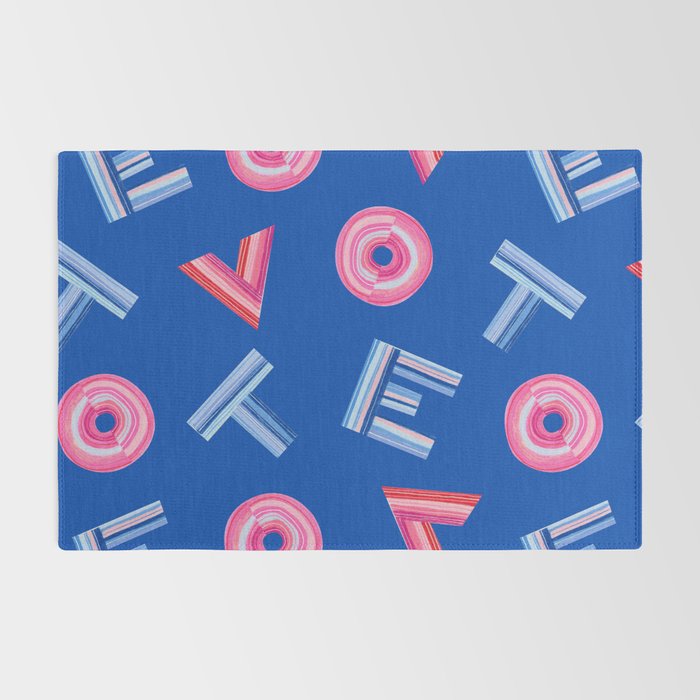 Cast Your Vote | Hand-Lettered Pattern in Blue Rug Gallery Image 2