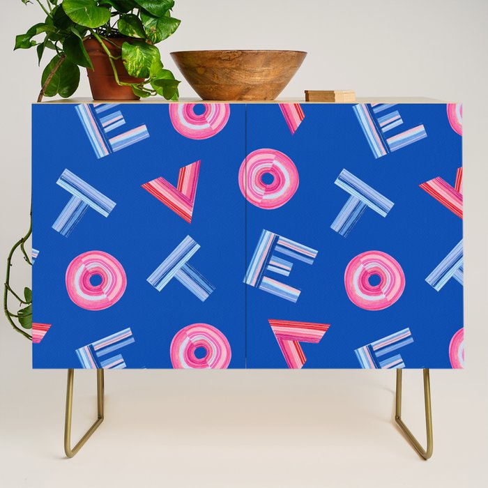 Cast Your Vote | Hand-Lettered Pattern in Blue Credenza Gallery Image 1