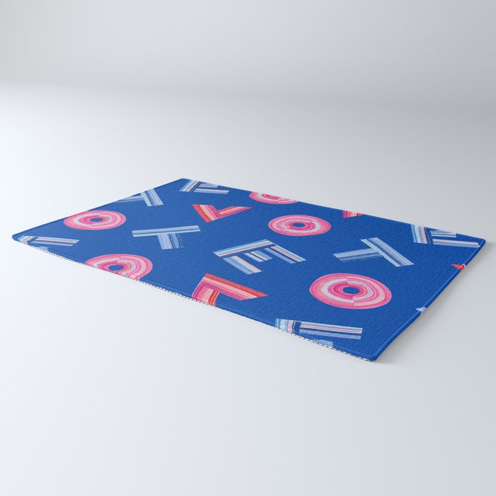Cast Your Vote | Hand-Lettered Pattern in Blue Rug Gallery Image 3