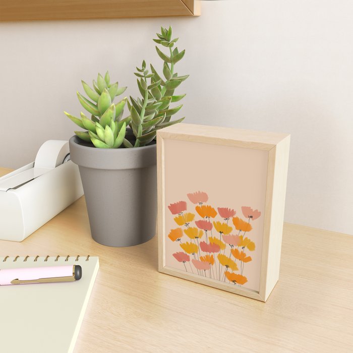 Summertime Flowers On Beige Mini Art Print Gallery Image 2