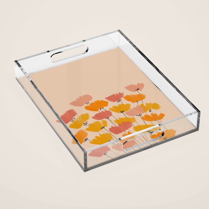 Summertime Flowers On Beige Acrylic Tray Gallery Image 1