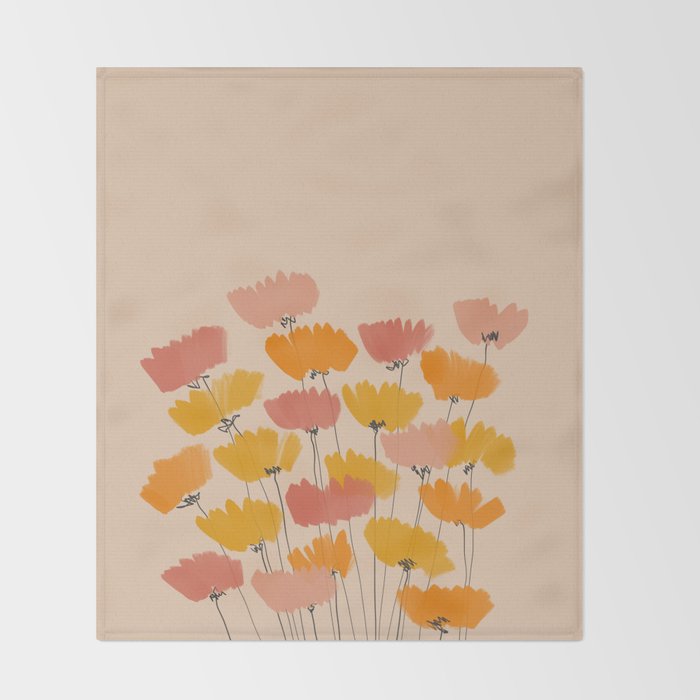 Summertime Flowers On Beige Throw Blanket Gallery Image 2