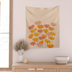 Summertime Flowers On Beige Wall Tapestry Gallery Image 2