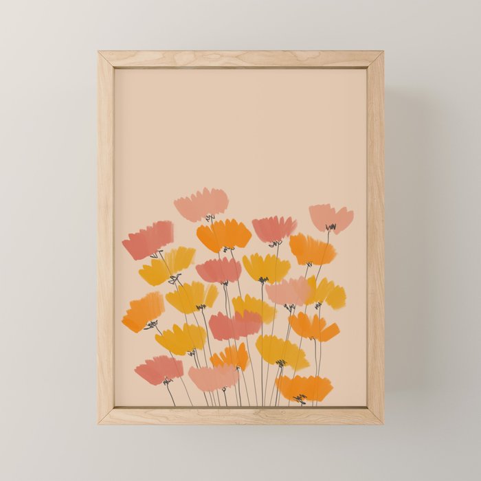Summertime Flowers On Beige Mini Art Print Gallery Image 1