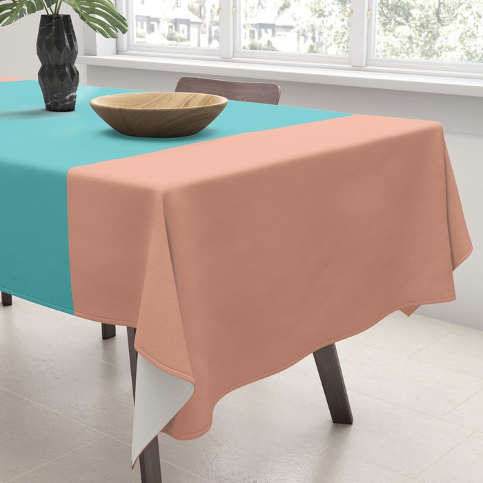 good vibrations // aqua and peach Tablecloth Gallery Image 3