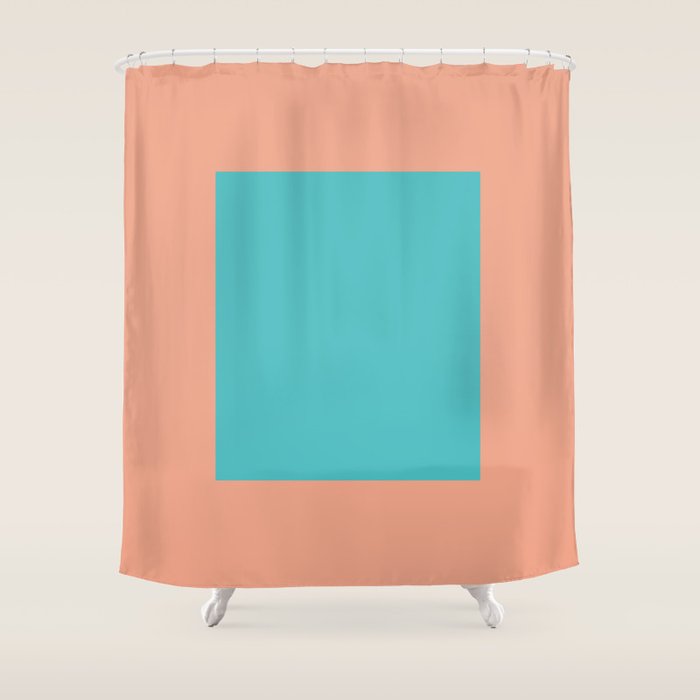 good vibrations // aqua and peach Shower Curtain Gallery Image 1