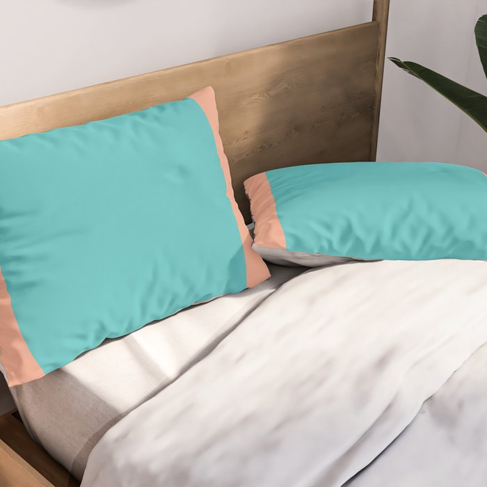 good vibrations // aqua and peach Pillow Sham Gallery Image 2