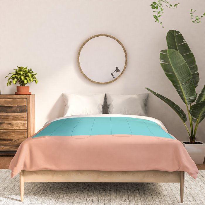 good vibrations // aqua and peach Comforter Gallery Image 3
