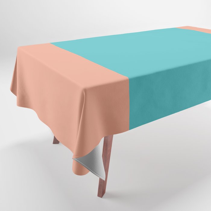 good vibrations // aqua and peach Tablecloth Gallery Image 1