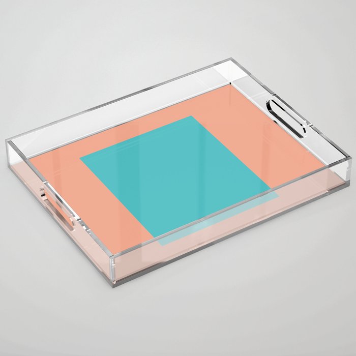good vibrations // aqua and peach Acrylic Tray Gallery Image 1