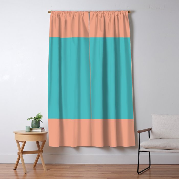 good vibrations // aqua and peach Window Curtain Gallery Image 1