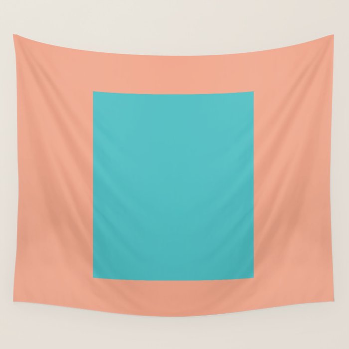 good vibrations // aqua and peach Wall Tapestry Gallery Image 4