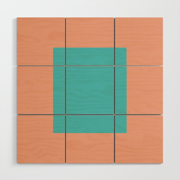 good vibrations // aqua and peach Wood Wall Art Gallery Image 1